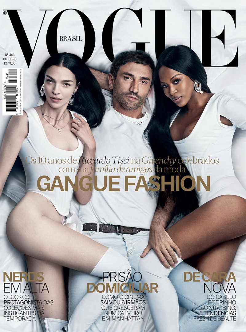 Mariacarla Boscono, Riccardo Tisci and Naomi Campbell on Vogue Brazil October 2015 cover