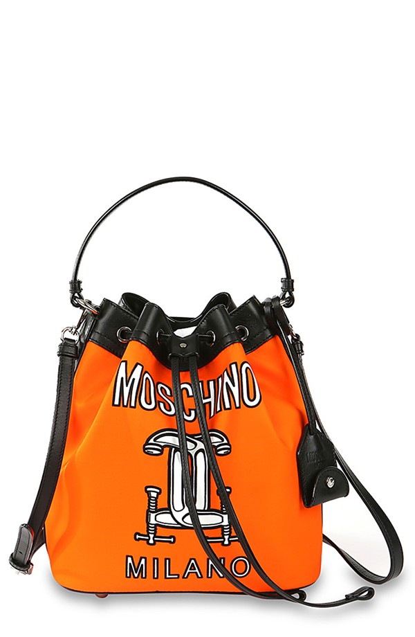 Moschino Printed Nylon Bucket Bag