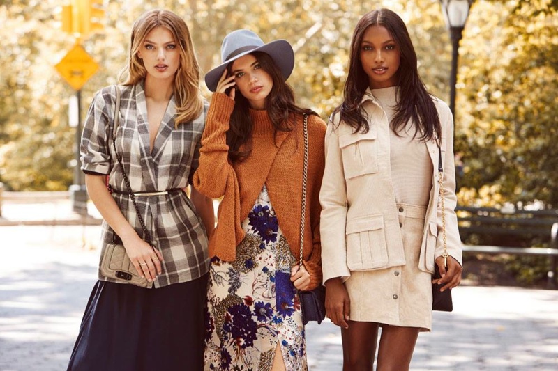 The trio of top models wear autumn looks from REVOLVE Clothing