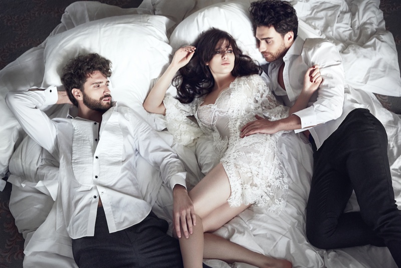 Three's Company: Yuliya Snigir in Lingerie Looks for GQ Russia