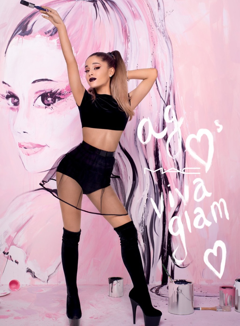 Ariana Grande poses for Ariana Grande x MAC Viva Glam campaign