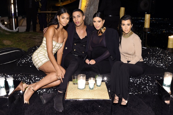 Chanel Iman, Olivier Rousteing, Kim Kardashian and Kourtney Kardashian