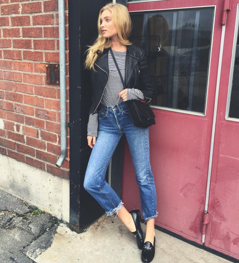 THE LEATHER JACKET: A timeless staple, the leather jacket is a favorite amongst models and street style stars alike. Elsa Hosk sports a cropped version for this Instagram snap.