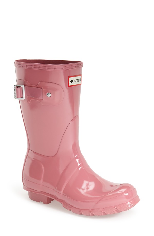 Hunter Original Short Gloss Rain Boot in Pink