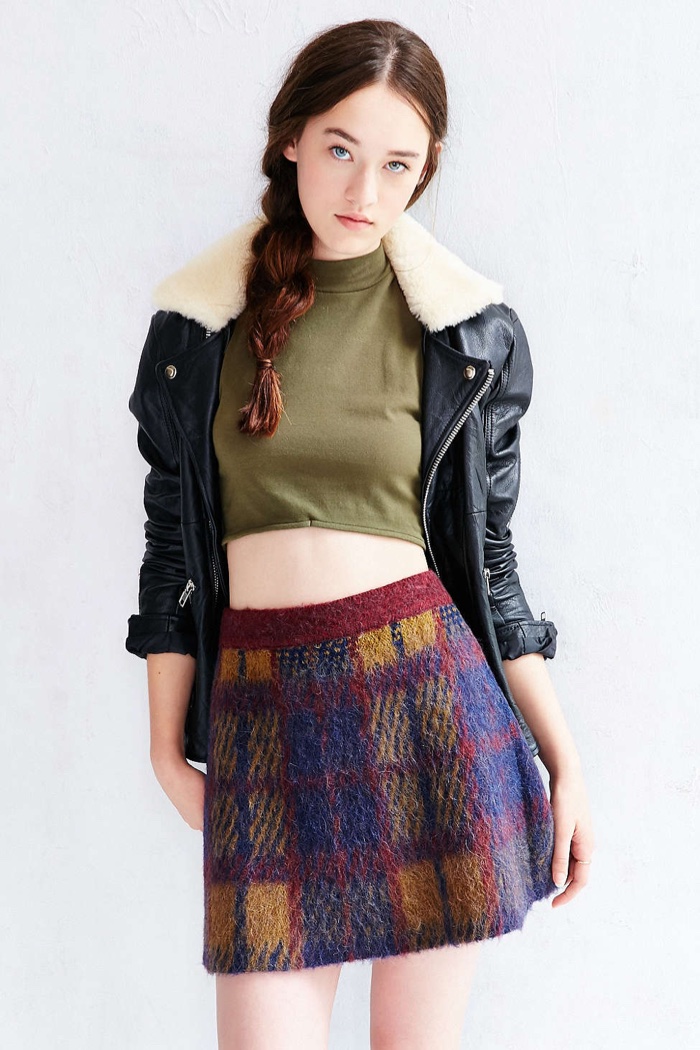 J.O.A. Plaid Flared Skirt