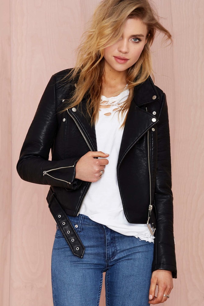 Nasty Gal Faux Leather Jacket with Zipper Detail