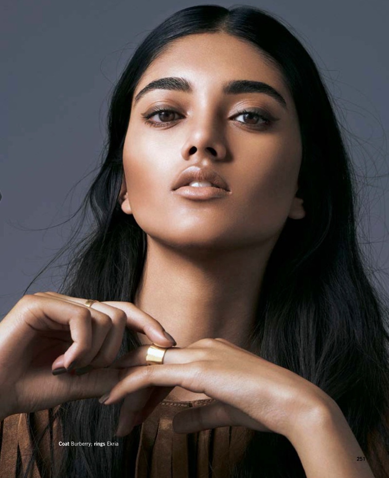 Neelam models fall beauty trends in the editorial