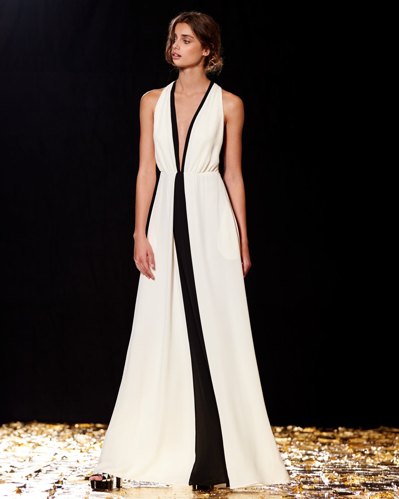 Valentino Plunging Colorblock Racerback Gown