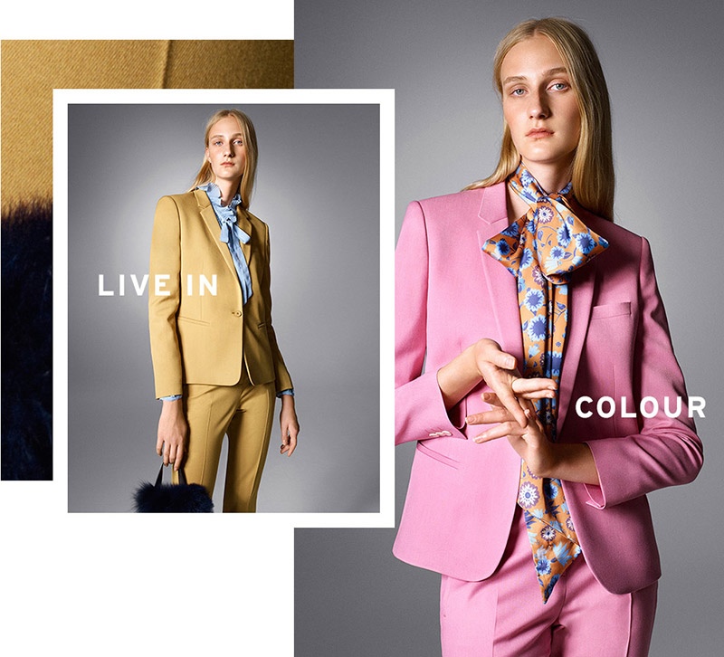 Topshop Premium Fitted Suit Jacket & Tapered Trousers in Yellow and Pink