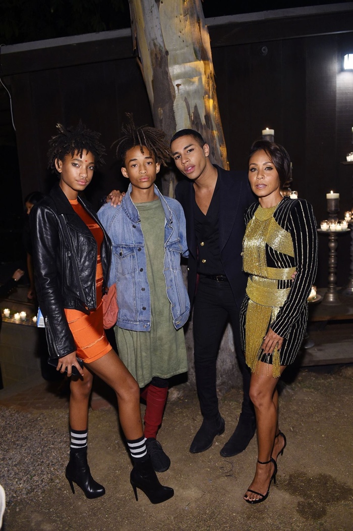 Willow Smith, Jaden Smith, Jada Pinkett-Smith and Olivier Rousteing