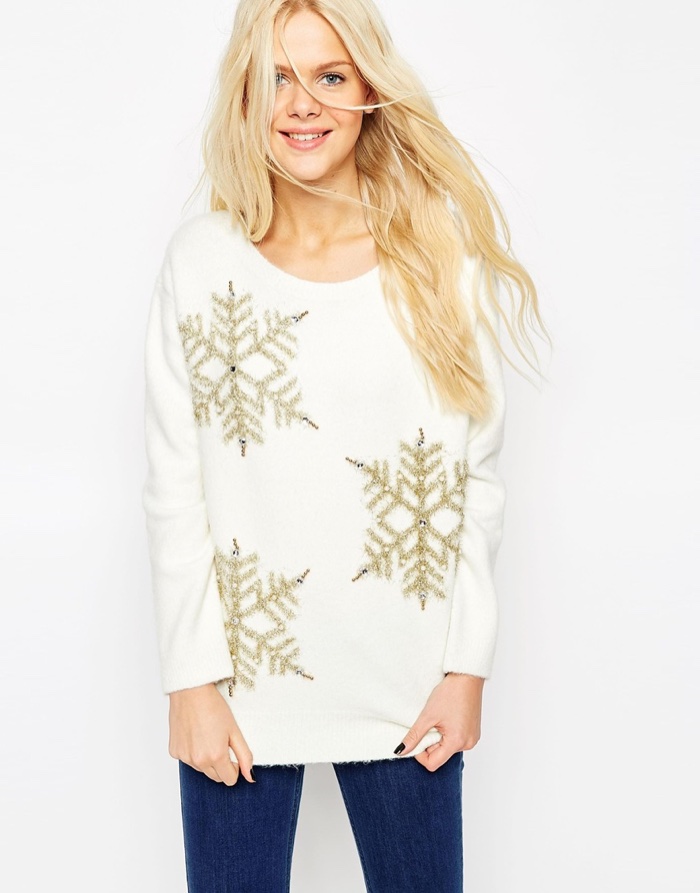 ASOS Snowflake Christmas Sweater with Gold