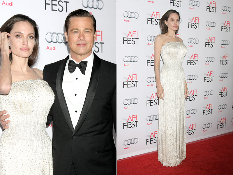 Angelina Jolie Shines in Custom-Made Versace at AFI Premiere of 'By The Sea'