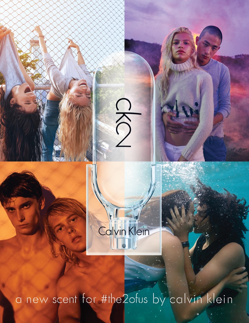 Campaign imagery for Calvin Klein's unisex CK2 fragrance