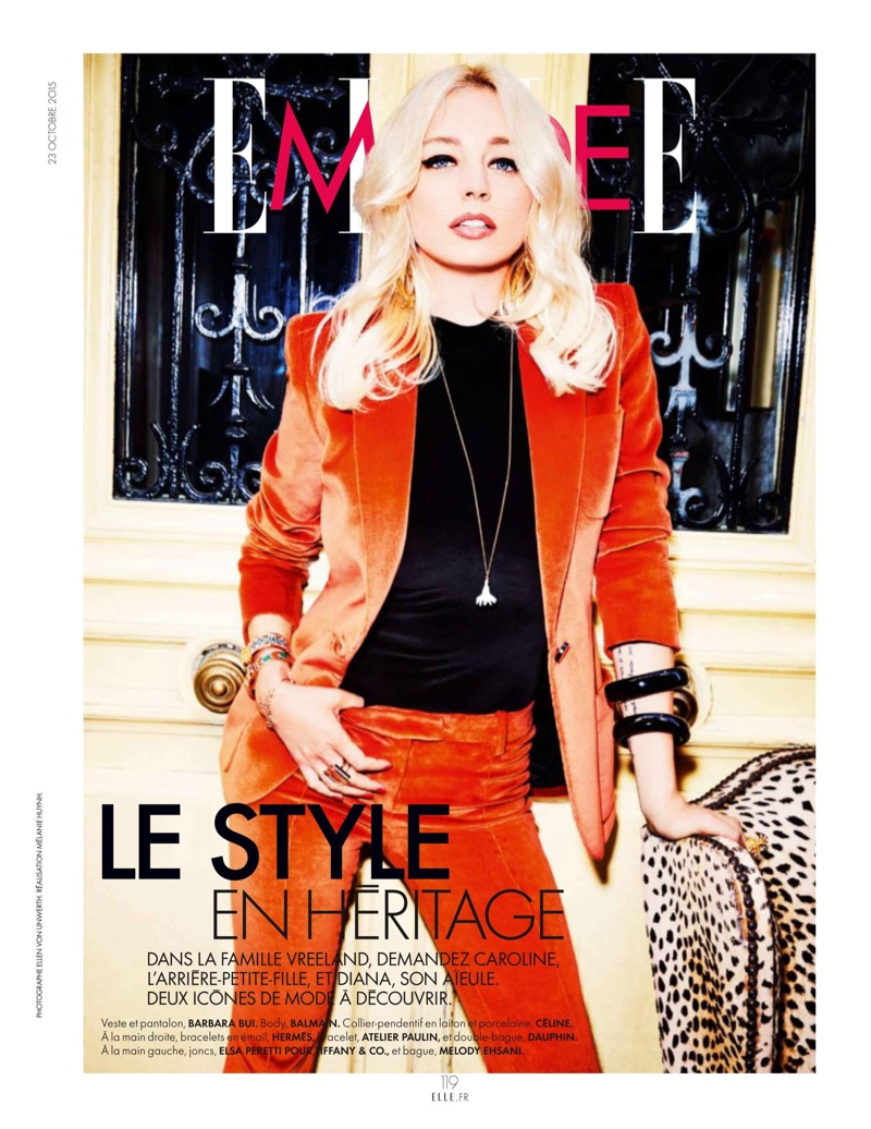Caroline Vreeland stars in ELLE France's October issue