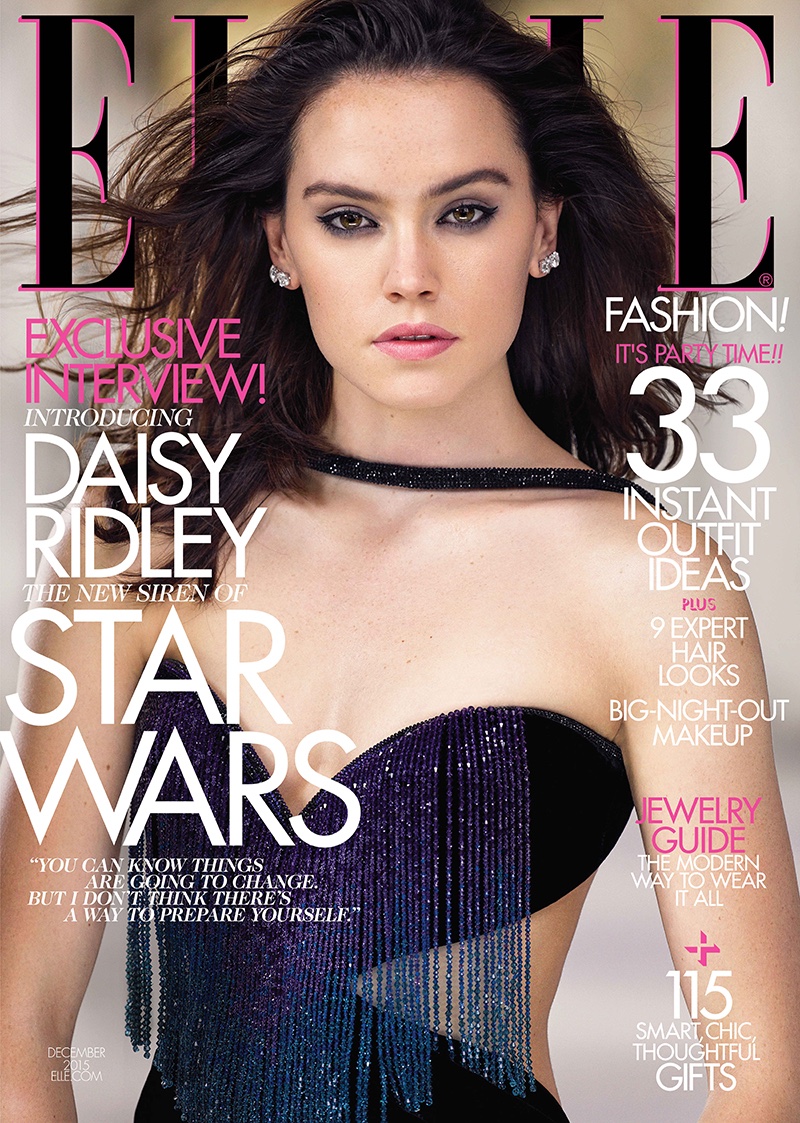 Daisy Ridley on ELLE Magazine December 2015 cover