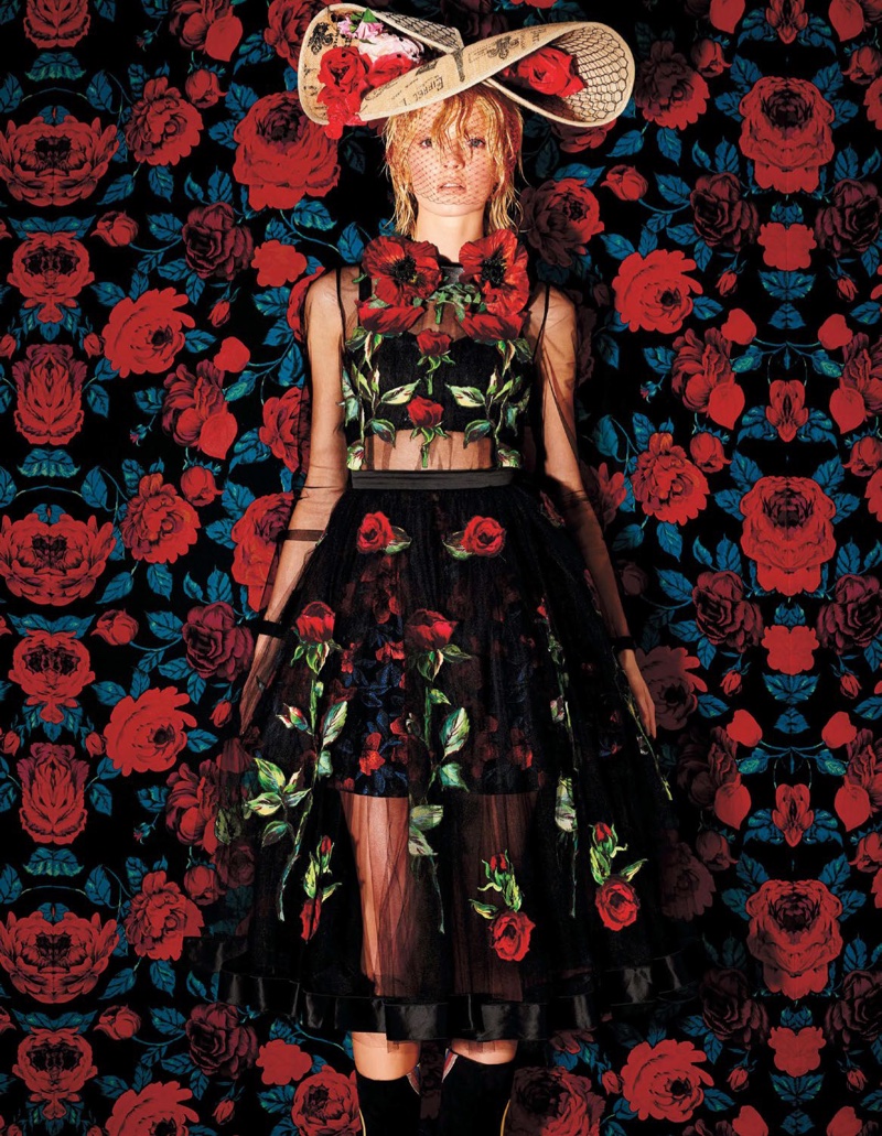 Daria Strokous Models the Ultimate Floral Looks for BAZAAR Japan