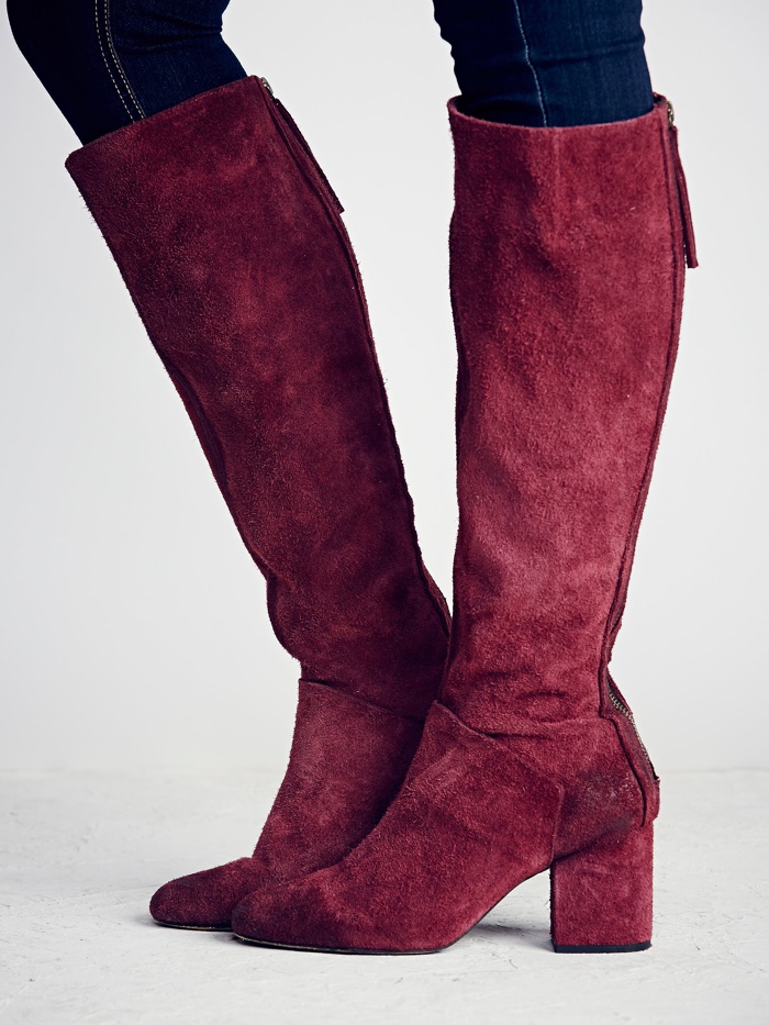 Free People Tall Boot in Red/Berry