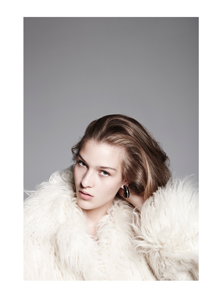 The model wears fur looks photographed by Nagi Sakai