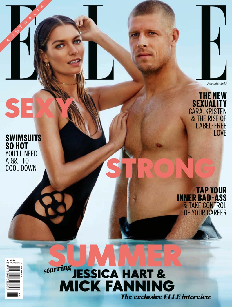 Jessica Hart and Mick Fanning on ELLE Australia November 2015 cover