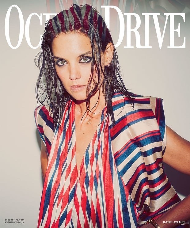 Katie Holmes on Ocean Drive December 2015 cover