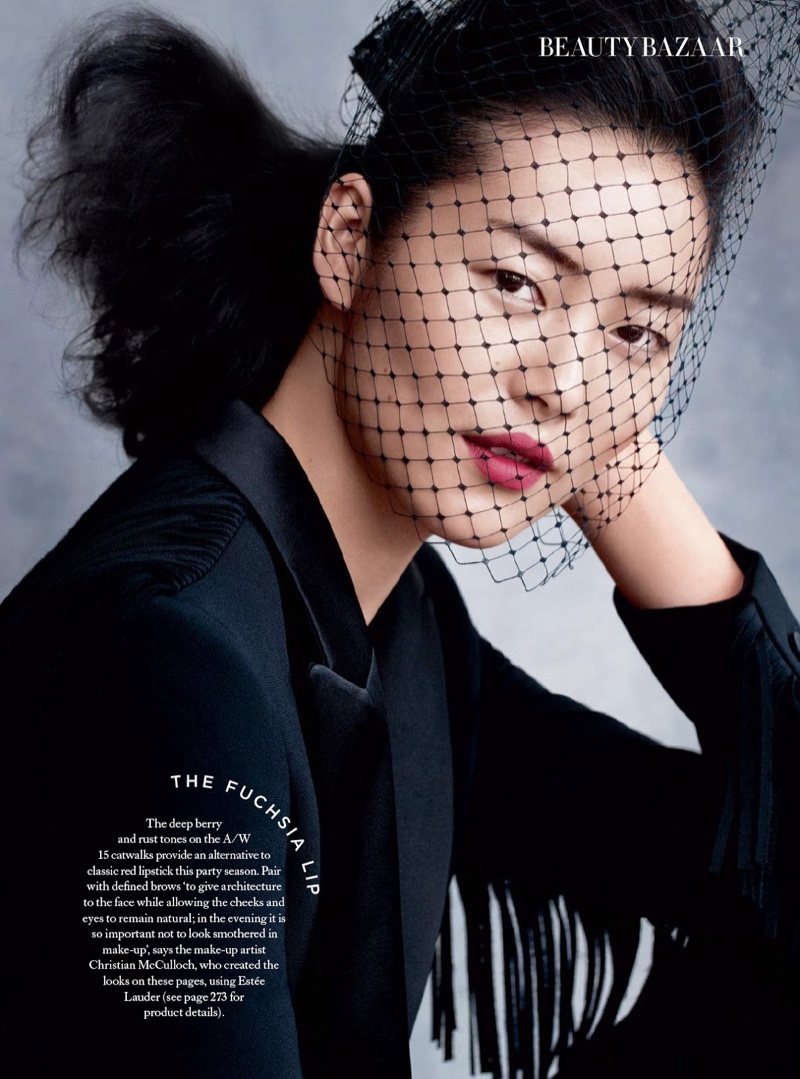 Liu Wen models evening beauty looks for the editorial