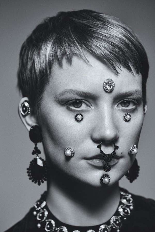 Mia Wasikowska poses with a pixie haircut in the magazine