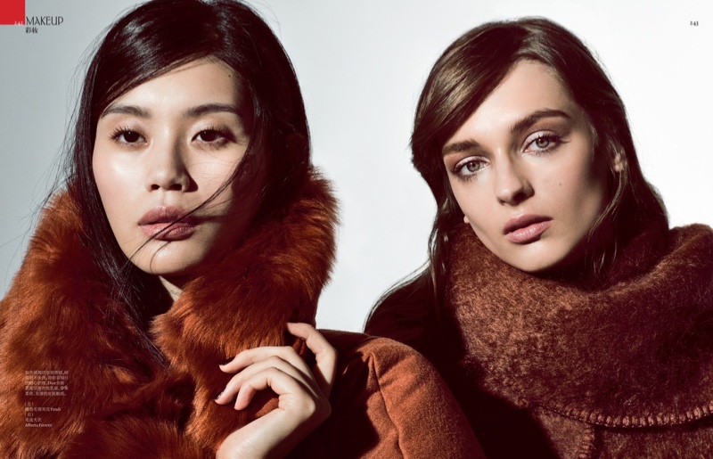 The models wear fur looks for the editorial