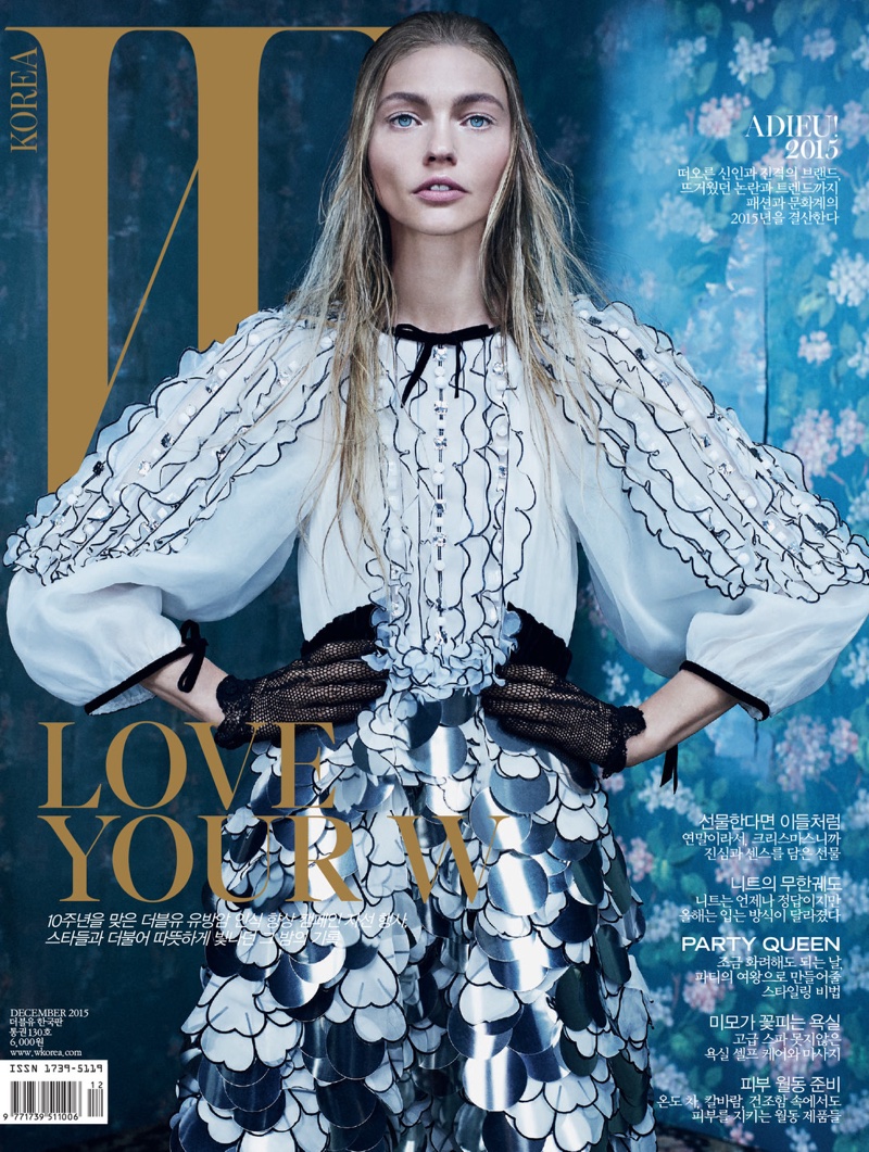 Sasha Pivovarova on W Korea December 2015 cover