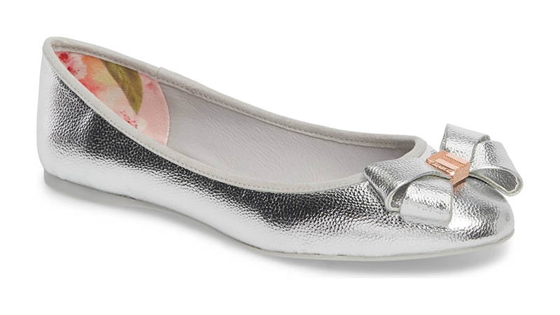 Ted Baker London Immet Ballet Flat in Silver $144.95