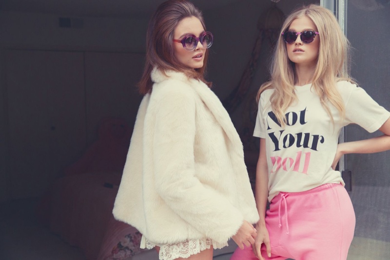Models Vita Sidorkina and Kristina Perie channel 1960s style in Wildfox's resort 2015 collection