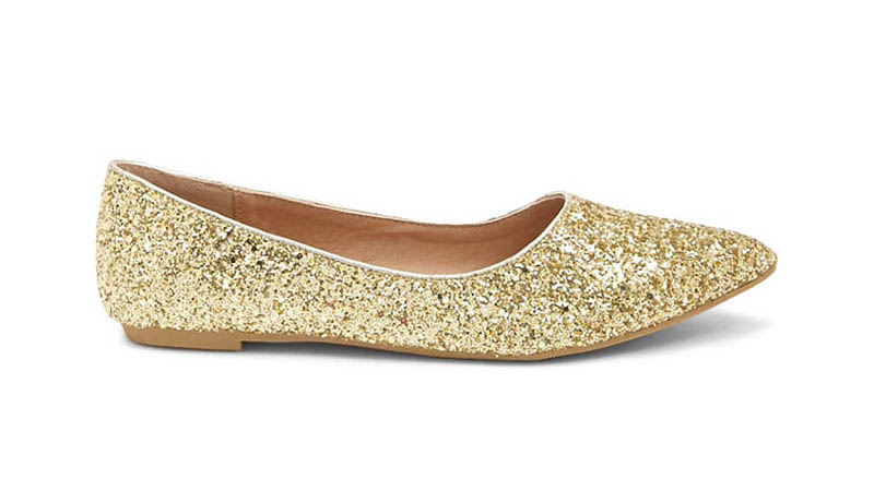 Yoki Glitter Pointed Toe Flats in Gold $18