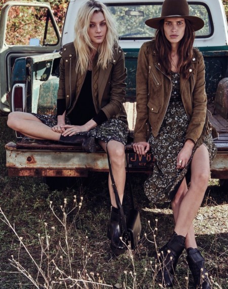 Jessica Stam & Amanda Wellsh Wear Glam Country Style in W Jessica Stam & Amanda Wellsh Wear Glam Country Style in W
