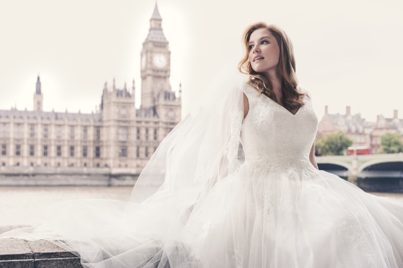 A plus size model stars in David's Bridal spring 2016 campaign