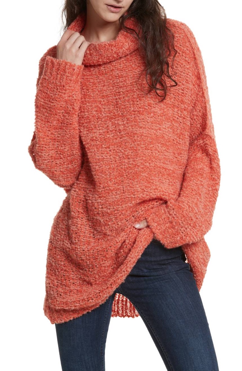 Free People She's All That Knit Fuzzy Turtleneck Sweater $128