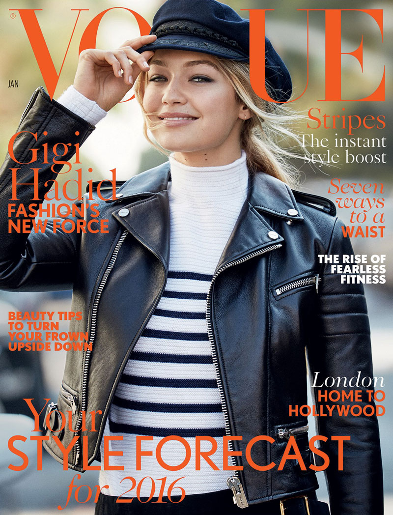 Gigi Hadid on Vogue UK January 2016 cover