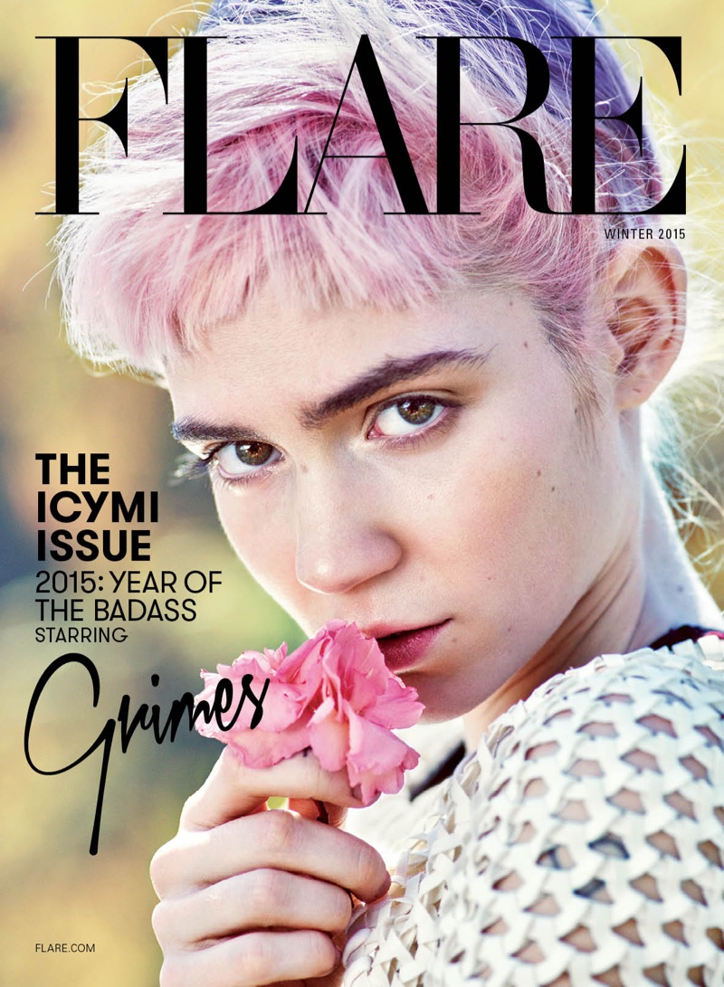 Grimes on Flare Magazine winter 2015 cover