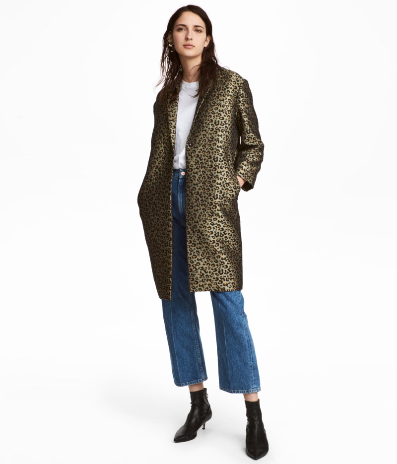 H&M Jacquard Weave Leopard Print Coat $69.99