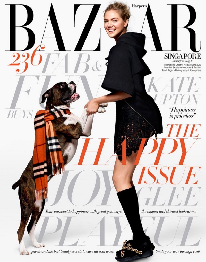 Kate Upton on Harper's Bazaar Singapore January 2016 cover