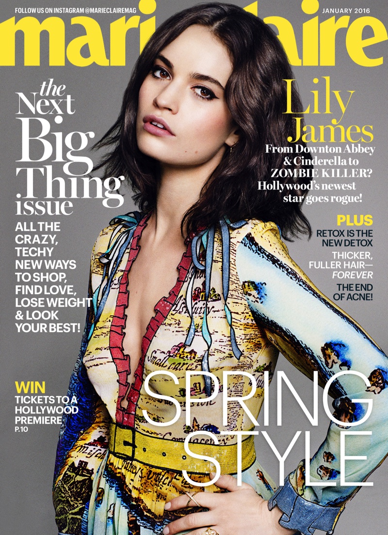 Lily James on Marie Claire January 2016 cover