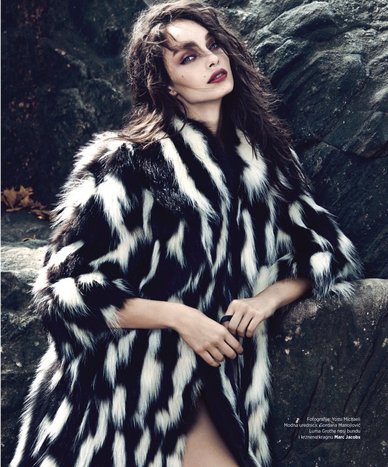 Luma Grothe Models Winter Fur in BAZAAR Serbia Cover Story