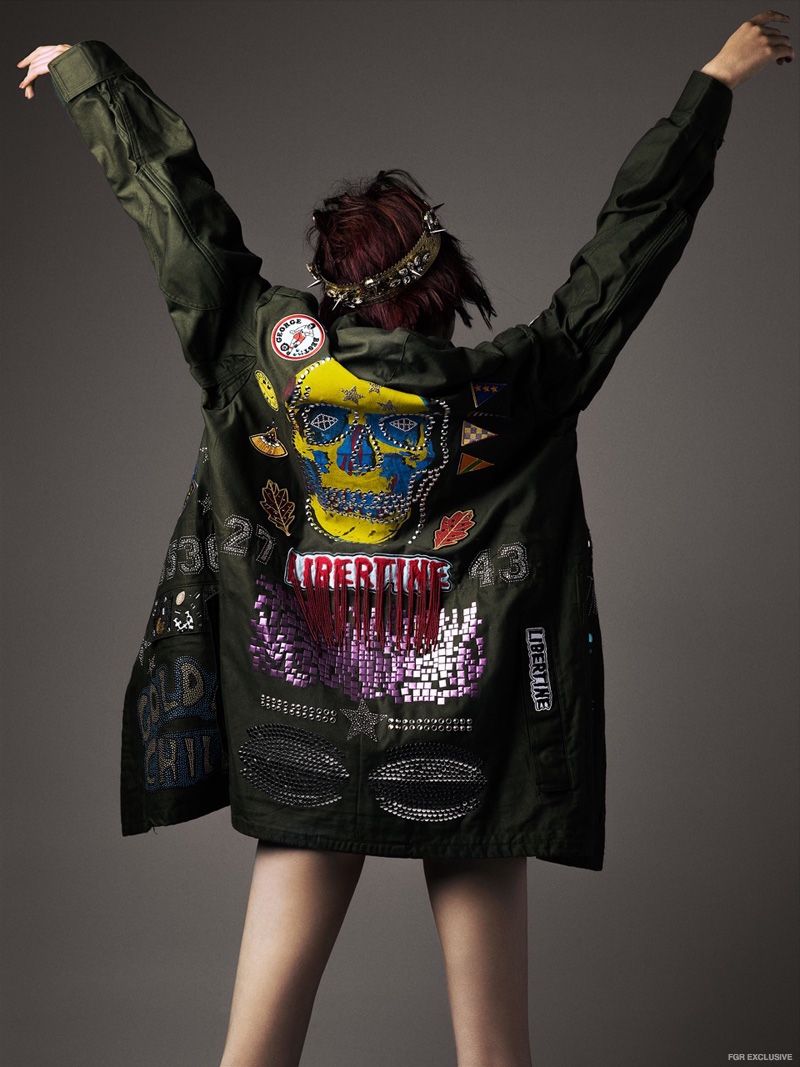 Embellished Army Jacket Libertine, Nose Ring Chris Habana, Crown Vauje