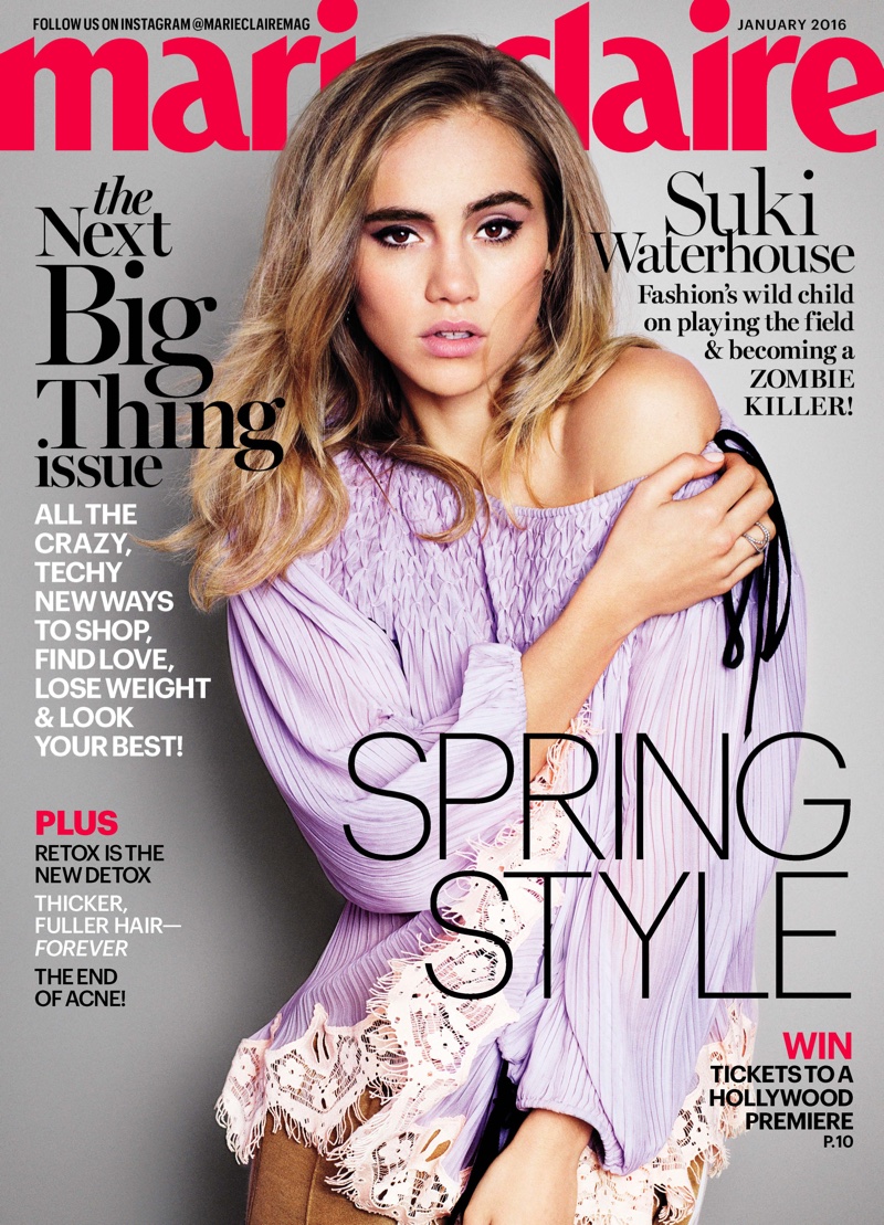 Suki Waterhouse on Marie Claire January 2016 cover