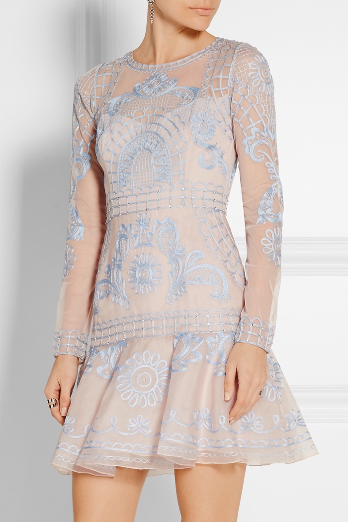 Temperley London Embroidered Tulle & Silk Mini Dress