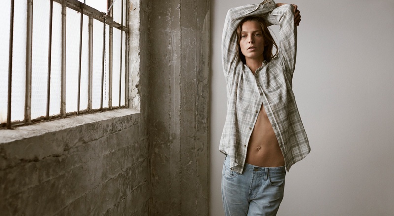 Daria models both mens and womenswear looks from AG Jeans' spring 2016 collection