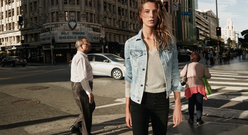 Daria poses in light-wash denim jacket from AG Jeans' spring 2016 collection