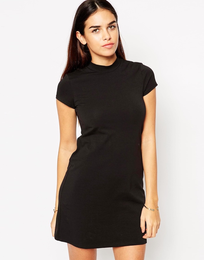 ASOS Black Shift Dress with High Neck $30.79