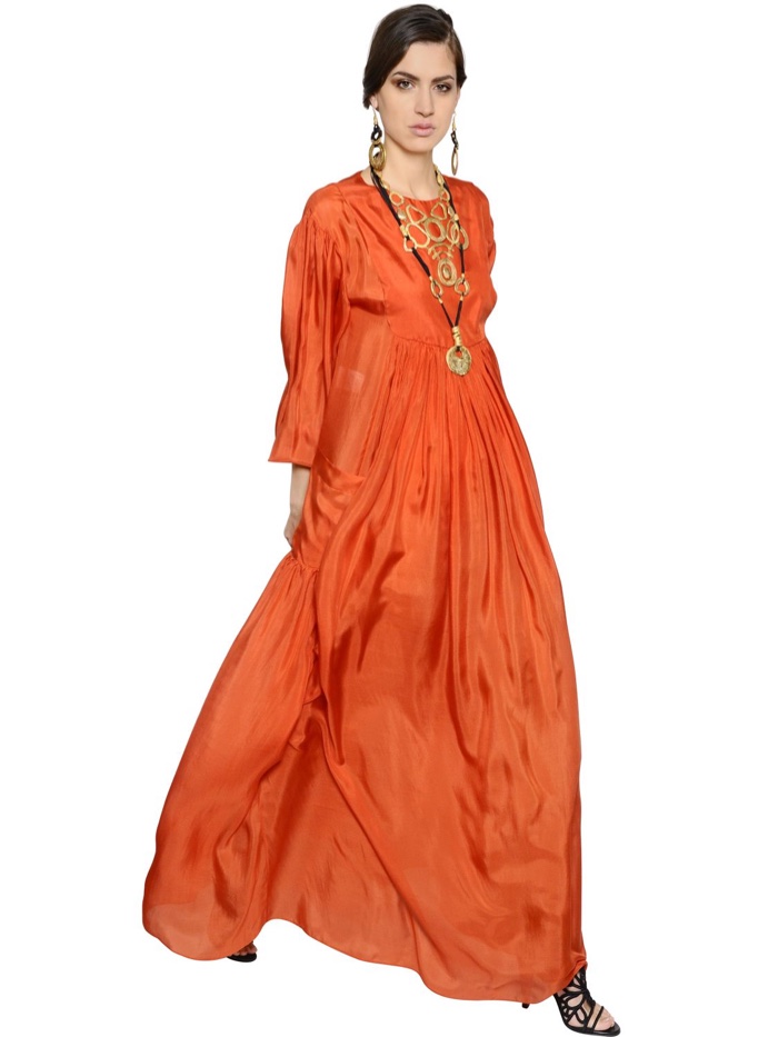 Alberta Ferretti Orange Oversized Maxi Dress