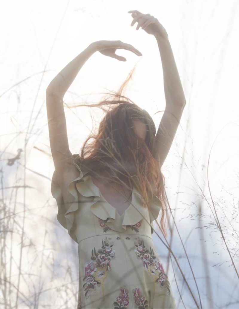 Romantic ruffles are spotlighted in Alexander McQueen's spring 2016 campaign