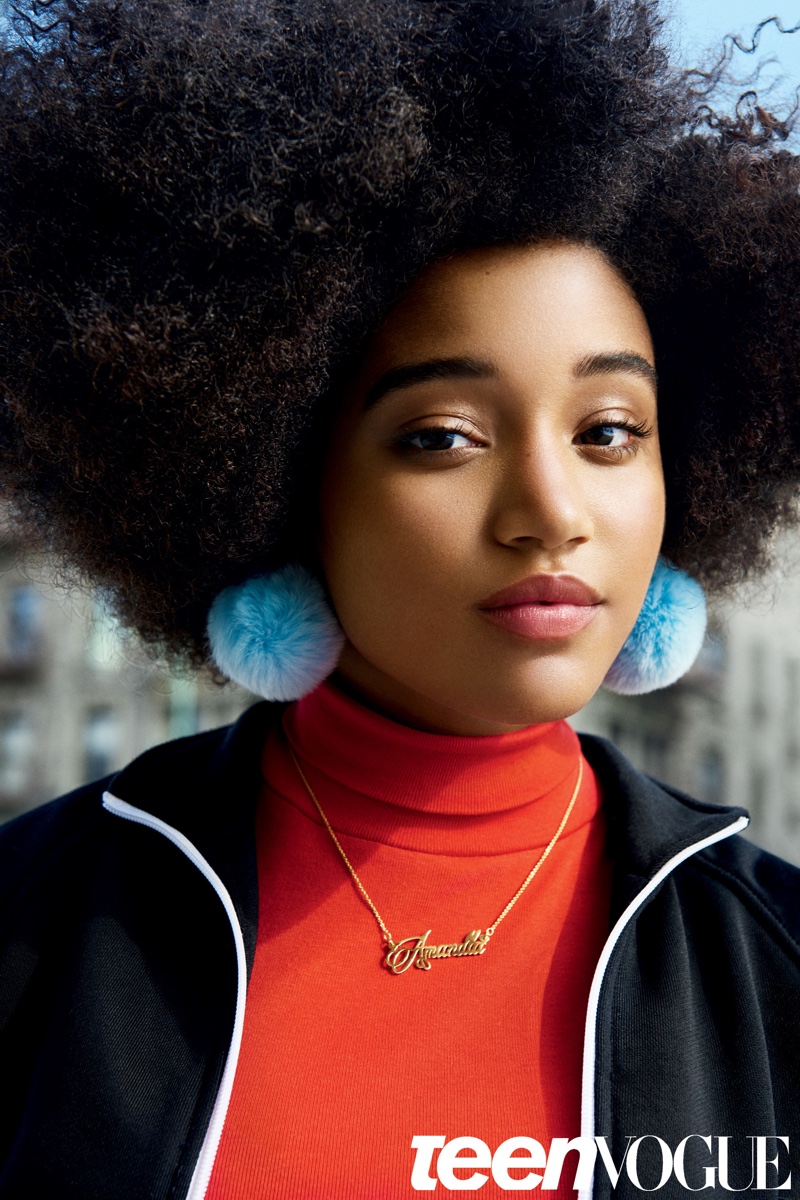 Amandla shows off her natural curls in the photoshoot