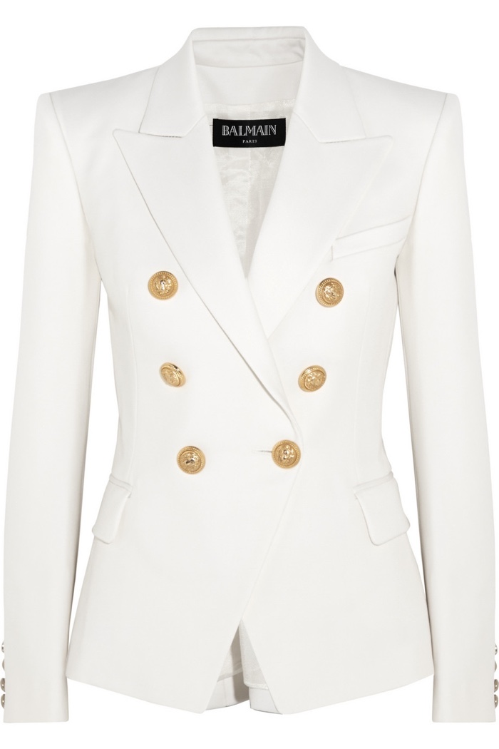 Balmain Double-Breasted Blazer Jacket in White